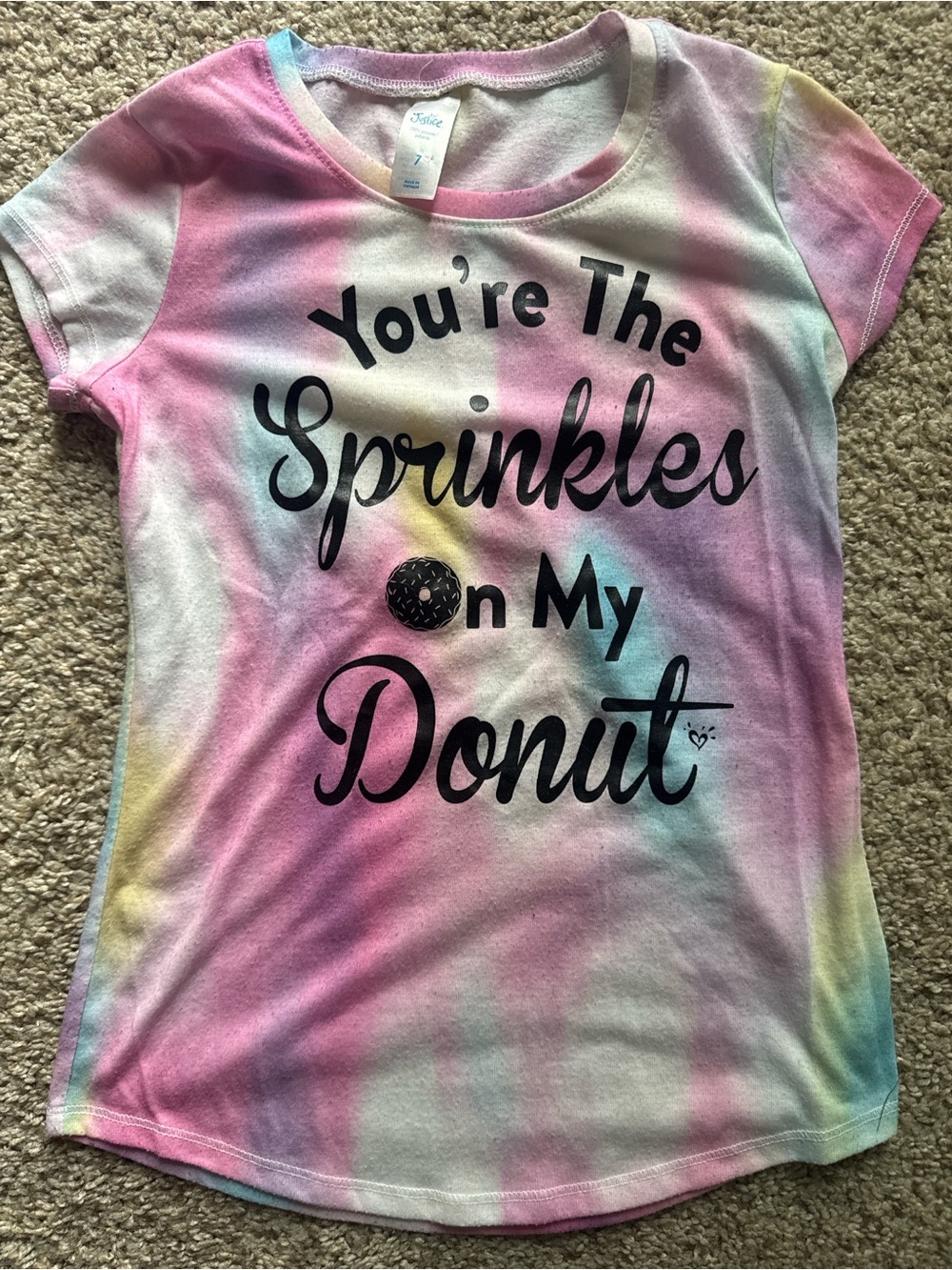Justice Pink Multicolor Tie-Dye 'You're The Sprinkles On My Donut' Tee